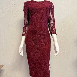 Jessica Simpson Dark Red Burgundy Long Sleeves Maxi Dress (Size 4)